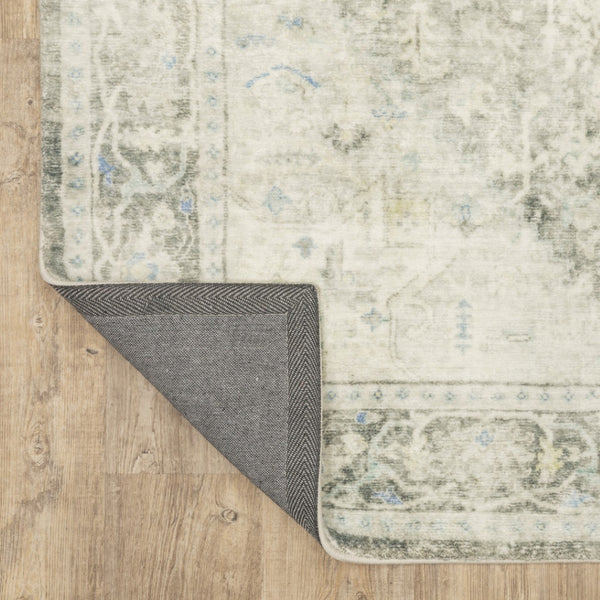 HomeRoots 8' Elegant Gray and Ivory Oriental Runner Rug - Stain-Resistant, Durable, Perfect for High-Traffic Areas 5' X 7' 509671