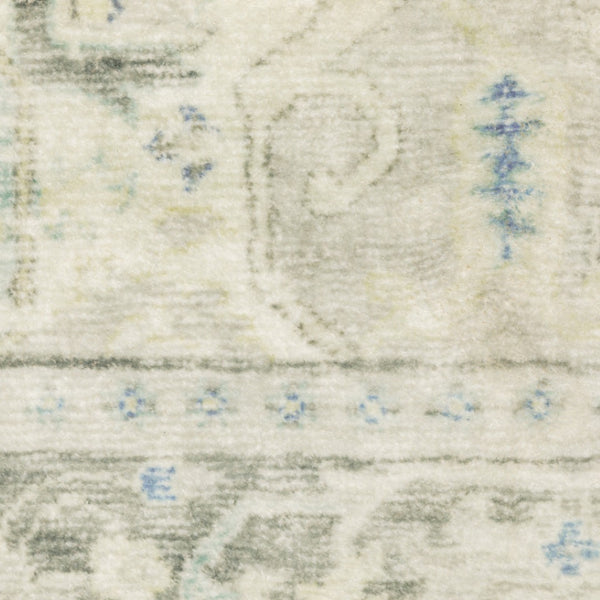 HomeRoots 8' Elegant Gray and Ivory Oriental Runner Rug - Stain-Resistant, Durable, Perfect for High-Traffic Areas 5' X 7' 509671