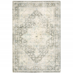 HomeRoots 8' Elegant Gray and Ivory Oriental Runner Rug - Stain-Resistant, Durable, Perfect for High-Traffic Areas 8' X 10' 509672