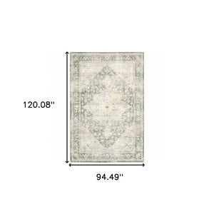 HomeRoots 8' Elegant Gray and Ivory Oriental Runner Rug - Stain-Resistant, Durable, Perfect for High-Traffic Areas 8' X 10' 509672