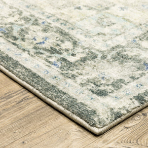 HomeRoots 8' Elegant Gray and Ivory Oriental Runner Rug - Stain-Resistant, Durable, Perfect for High-Traffic Areas 8' X 10' 509672