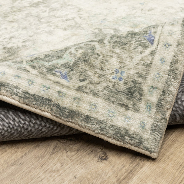 HomeRoots 8' Elegant Gray and Ivory Oriental Runner Rug - Stain-Resistant, Durable, Perfect for High-Traffic Areas 8' X 10' 509672