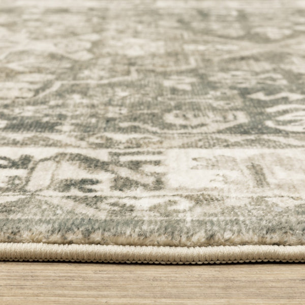 HomeRoots 8' Elegant Gray and Ivory Oriental Power Loom Runner Rug - Stain-Resistant, Durable, Stylish Decor 8' X 10' 509675