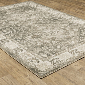 HomeRoots 8' Elegant Gray and Ivory Oriental Power Loom Runner Rug - Stain-Resistant, Durable, Stylish Decor 8' X 10' 509675