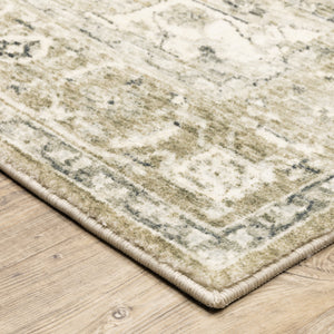 Homeroots 8' Tan And Ivory Oriental Power Loom Runner Rug  Polyester 509679