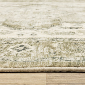 Homeroots 8' Tan And Ivory Oriental Power Loom Runner Rug  Polyester 509679
