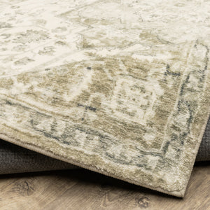 Homeroots 8' X 10' Tan Ivory Grey And Beige Oriental Power Loom Stain Resistant Area Rug  Polyester 509681