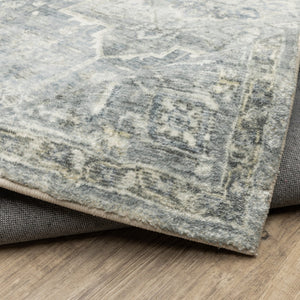 HomeRoots 2' Vibrant Abstract Power Loom Runner Rug - Stain Resistant, Easy-Care, Modern Design for High Traffic Areas Grey/ Blue 2' x 8' 509682