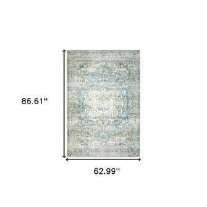 HomeRoots 2' Vibrant Abstract Power Loom Runner Rug - Stain Resistant, Easy-Care, Modern Design for High Traffic Areas 5' X 7' 509683