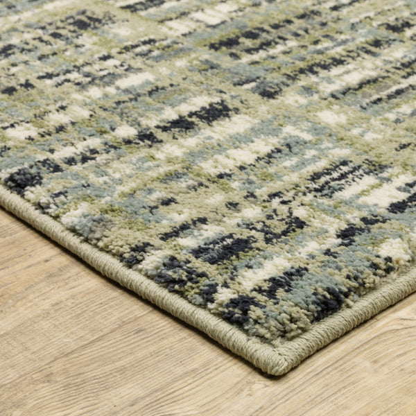 HomeRoots 2' Abstract Power Loom Runner Rug in Soothing Green, Blue, and Beige - Stain Resistant, Durable Design 2'3" x 7'6" 509685