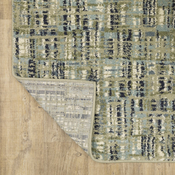 HomeRoots 2' Abstract Power Loom Runner Rug in Soothing Green, Blue, and Beige - Stain Resistant, Durable Design 2'3" x 7'6" 509685