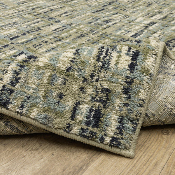 HomeRoots 2' Abstract Power Loom Runner Rug in Soothing Green, Blue, and Beige - Stain Resistant, Durable Design 2'3" x 7'6" 509685