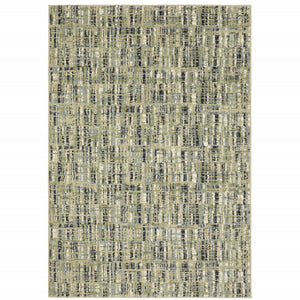 HomeRoots 2' Abstract Power Loom Runner Rug in Soothing Green, Blue, and Beige - Stain Resistant, Durable Design 10' X 13' 509690