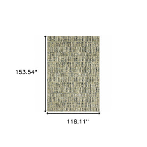 HomeRoots 2' Abstract Power Loom Runner Rug in Soothing Green, Blue, and Beige - Stain Resistant, Durable Design 10' X 13' 509690