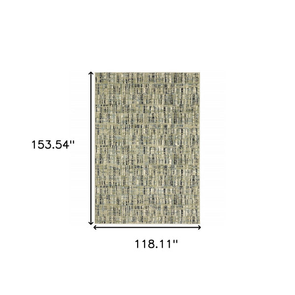 HomeRoots 2' Abstract Power Loom Runner Rug in Soothing Green, Blue, and Beige - Stain Resistant, Durable Design 10' X 13' 509690