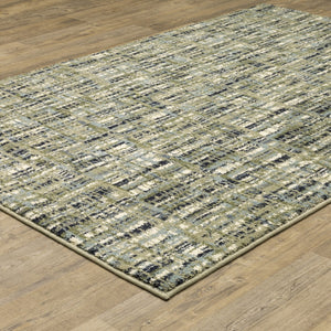 HomeRoots 2' Abstract Power Loom Runner Rug in Soothing Green, Blue, and Beige - Stain Resistant, Durable Design 10' X 13' 509690