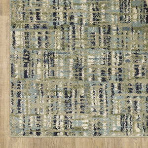 HomeRoots 2' Abstract Power Loom Runner Rug in Soothing Green, Blue, and Beige - Stain Resistant, Durable Design 10' X 13' 509690