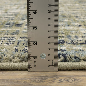 HomeRoots 2' Abstract Power Loom Runner Rug in Soothing Green, Blue, and Beige - Stain Resistant, Durable Design 10' X 13' 509690