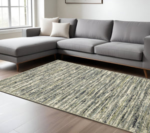HomeRoots 10' Abstract Area Rug in Blue, Green, and Grey - Soft, Stain-Resistant, Perfect for Modern Spaces 10' X 13' 509697