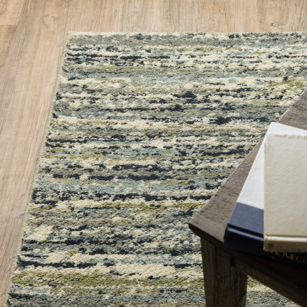 HomeRoots 10' Abstract Area Rug in Blue, Green, and Grey - Soft, Stain-Resistant, Perfect for Modern Spaces 10' X 13' 509697