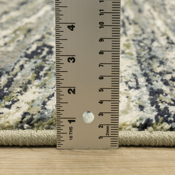 HomeRoots 10' Abstract Area Rug in Blue, Green, and Grey - Soft, Stain-Resistant, Perfect for Modern Spaces 10' X 13' 509697