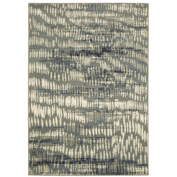 HomeRoots 10' Abstract Power Loom Area Rug in Grey, Beige, Blue & Light Blue - Stain Resistant & Stylish Decor 10' X 13' 509704