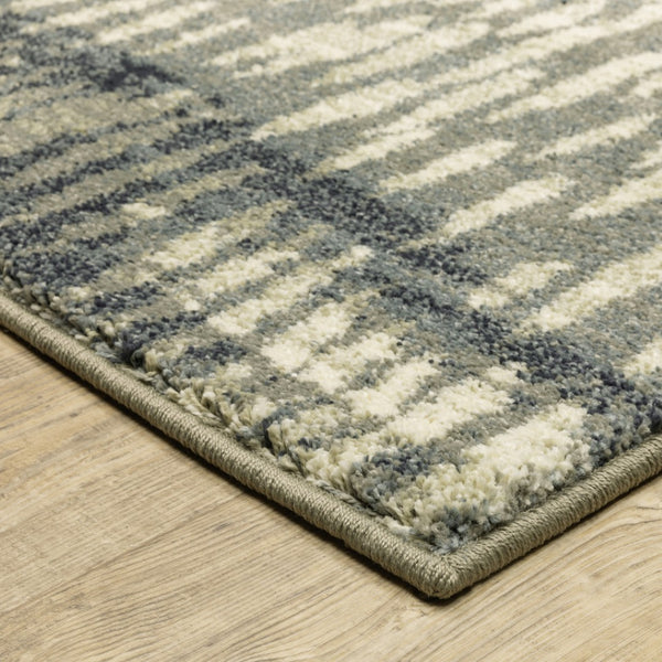 HomeRoots 10' Abstract Power Loom Area Rug in Grey, Beige, Blue & Light Blue - Stain Resistant & Stylish Decor 10' X 13' 509704