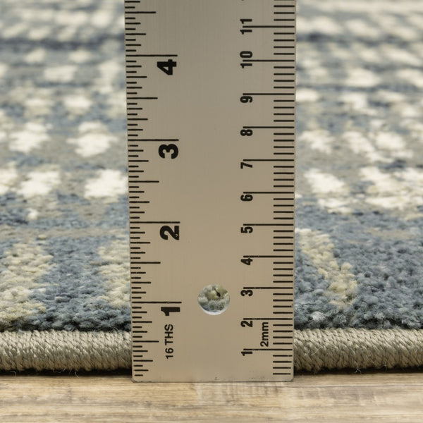 HomeRoots 10' Abstract Power Loom Area Rug in Grey, Beige, Blue & Light Blue - Stain Resistant & Stylish Decor 10' X 13' 509704
