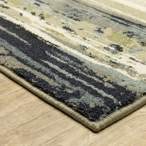 HomeRoots 10' Abstract Power Loom Area Rug in Blue, Green and Beige – Stain Resistant for Modern Spaces 10' X 13' 509711