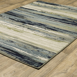 HomeRoots 10' Abstract Power Loom Area Rug in Blue, Green and Beige – Stain Resistant for Modern Spaces 10' X 13' 509711