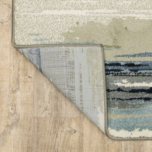 HomeRoots 10' Abstract Power Loom Area Rug in Blue, Green and Beige – Stain Resistant for Modern Spaces 10' X 13' 509711