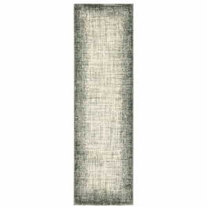 Homeroots 2' X 8' Grey Beige And Blue Power Loom Stain Resistant Runner Rug  Polypropylene 509712