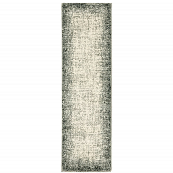 Homeroots 2' X 8' Grey Beige And Blue Power Loom Stain Resistant Runner Rug  Polypropylene 509712