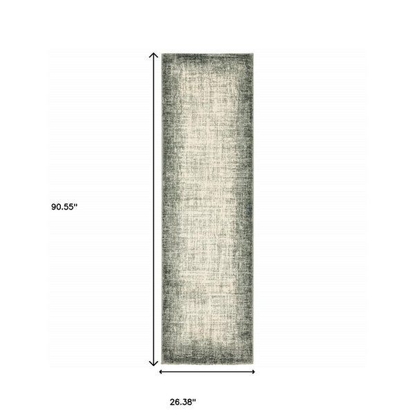 Homeroots 2' X 8' Grey Beige And Blue Power Loom Stain Resistant Runner Rug  Polypropylene 509712