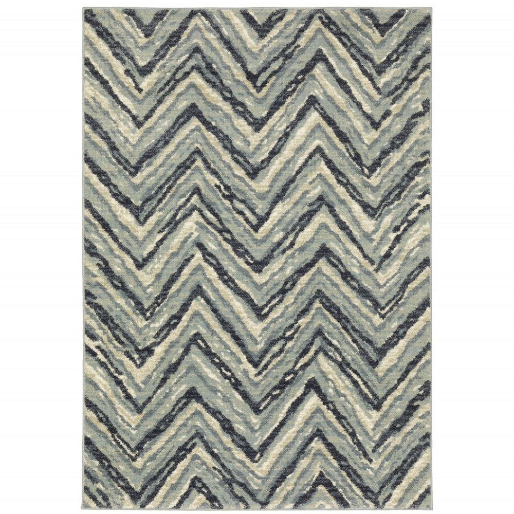 HomeRoots 10' Blue and Ivory Geometric Area Rug - Contemporary Design, Durable, Easy Maintenance for Homes 10' X 13' 509725