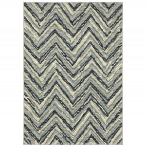 HomeRoots 10' Blue and Ivory Geometric Area Rug - Contemporary Design, Durable, Easy Maintenance for Homes 10' X 13' 509725