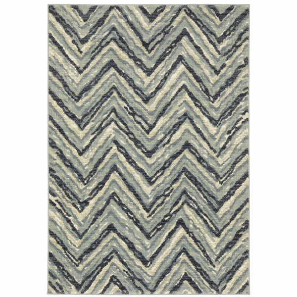 HomeRoots 10' Blue and Ivory Geometric Area Rug - Contemporary Design, Durable, Easy Maintenance for Homes 10' X 13' 509725