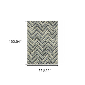 HomeRoots 10' Blue and Ivory Geometric Area Rug - Contemporary Design, Durable, Easy Maintenance for Homes 10' X 13' 509725