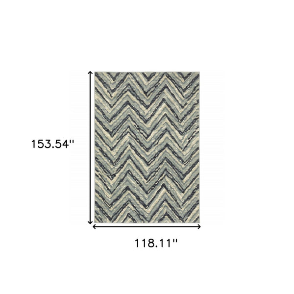 HomeRoots 10' Blue and Ivory Geometric Area Rug - Contemporary Design, Durable, Easy Maintenance for Homes 10' X 13' 509725