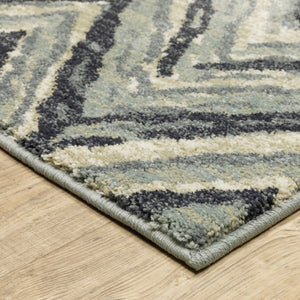 HomeRoots 10' Blue and Ivory Geometric Area Rug - Contemporary Design, Durable, Easy Maintenance for Homes 10' X 13' 509725