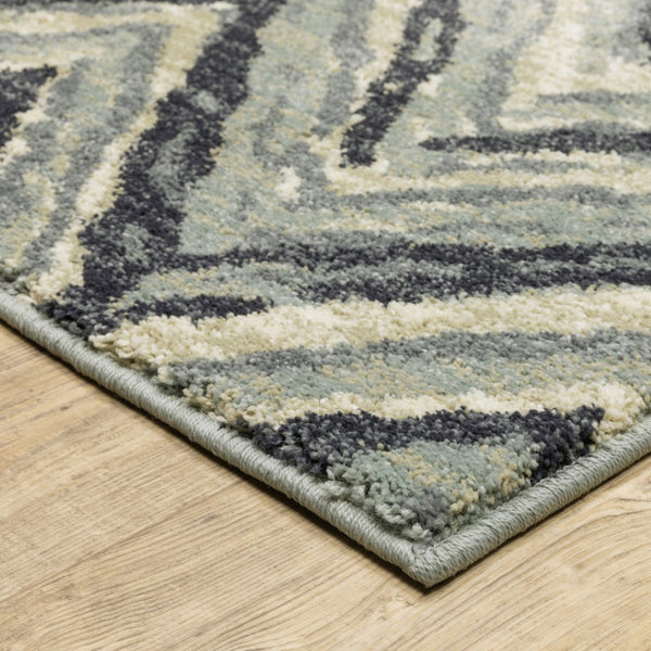 HomeRoots 10' Blue and Ivory Geometric Area Rug - Contemporary Design, Durable, Easy Maintenance for Homes 10' X 13' 509725
