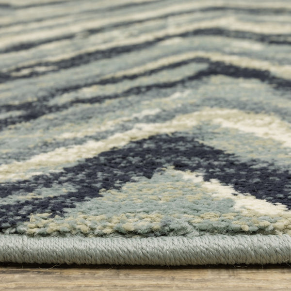 HomeRoots 10' Blue and Ivory Geometric Area Rug - Contemporary Design, Durable, Easy Maintenance for Homes 10' X 13' 509725