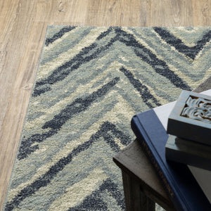 HomeRoots 10' Blue and Ivory Geometric Area Rug - Contemporary Design, Durable, Easy Maintenance for Homes 10' X 13' 509725