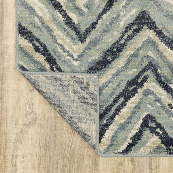 HomeRoots 10' Blue and Ivory Geometric Area Rug - Contemporary Design, Durable, Easy Maintenance for Homes 10' X 13' 509725