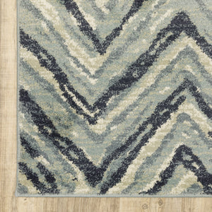 HomeRoots 10' Blue and Ivory Geometric Area Rug - Contemporary Design, Durable, Easy Maintenance for Homes 10' X 13' 509725