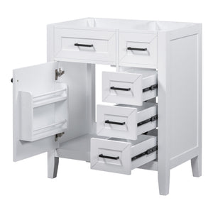English Elm 30" Modern Bathroom Vanity Cabinet Base with 3 Drawers, Solid Frame MDF, Undermount Ready, 200lb Capacity White WF321000AAK