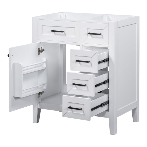 English Elm 30" Modern Bathroom Vanity Cabinet Base with 3 Drawers, Solid Frame MDF, Undermount Ready, 200lb Capacity White WF321000AAK