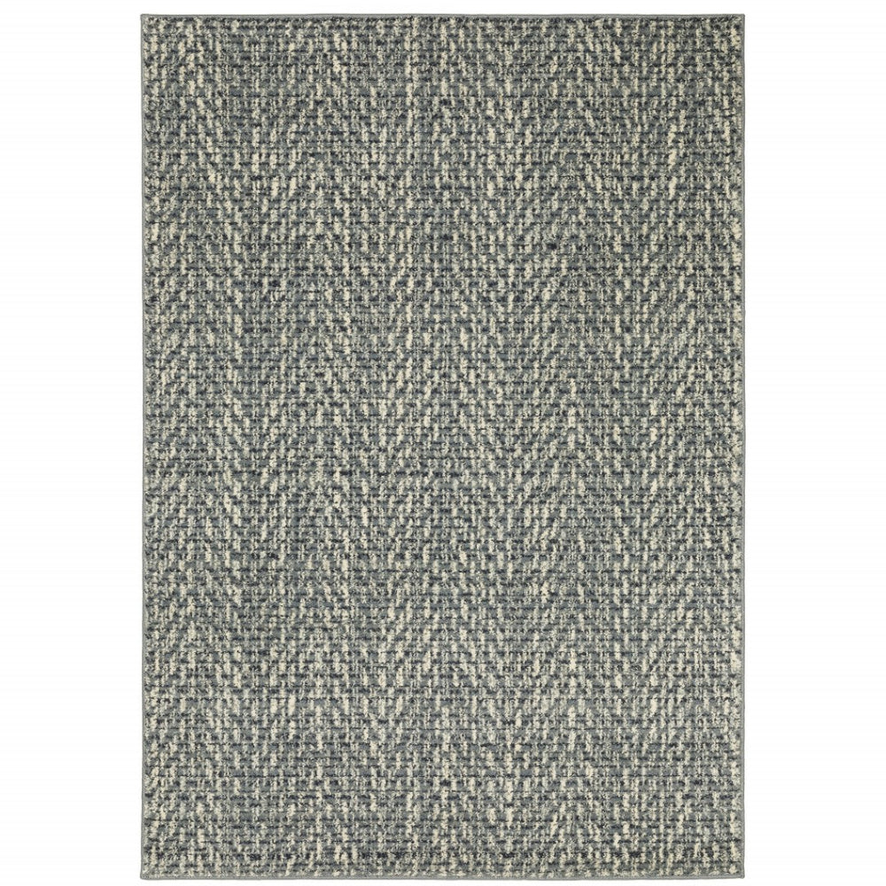 HomeRoots 10' Blue and Ivory Geometric Distressed Area Rug - Durable, Soft, Modern Style for High-Traffic Spaces 10' X 13' 509732