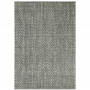 HomeRoots 10' Blue and Ivory Geometric Distressed Area Rug - Durable, Soft, Modern Style for High-Traffic Spaces 10' X 13' 509732