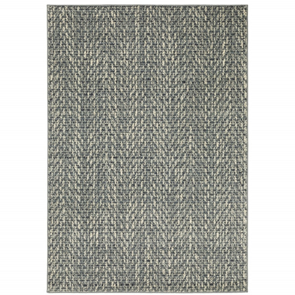 HomeRoots 10' Blue and Ivory Geometric Distressed Area Rug - Durable, Soft, Modern Style for High-Traffic Spaces 10' X 13' 509732